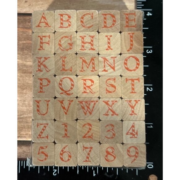 Wood Mounted Alphabet Number Rubber Stamp Set Holiday candy Cane 47223 - Picture 1 of 3